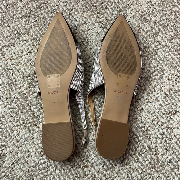 ALDO Women's Elegant Black and Silver Rinestone Flats - Picture 2 of 4